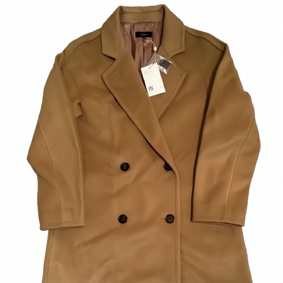 Quince Italian Wool Double-Breasted Slouch Coat Caramel XS NWT - Picture 2 of 5